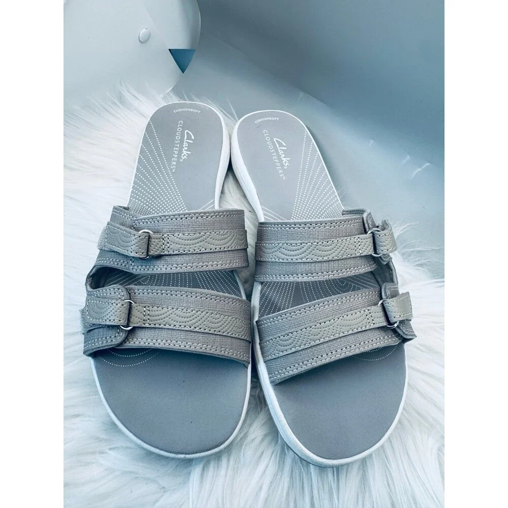 Clarks Cloudsteppers Breeze Rosa Adjustable Slide Sandals Sand/Tan Sz 9 cruise